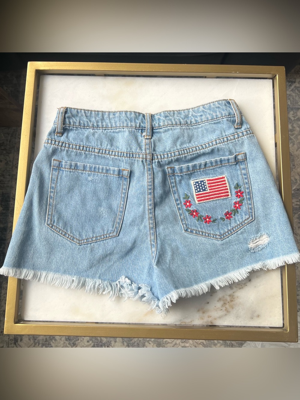 4th of July Denim Shorts Forever 21 American Flag High Waist Jean Shorts